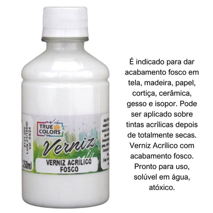 Verniz Acrílico Fosco 250ml True Colors - Palácio da Arte