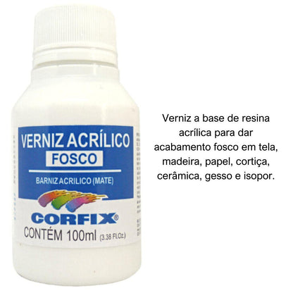 Verniz Acrílico Fosco Corfix 100ml - Palácio da Arte