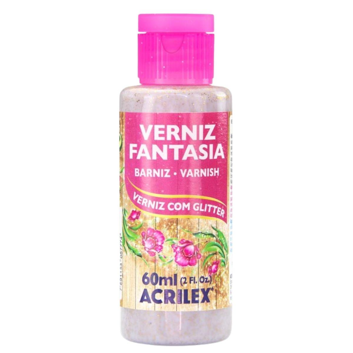 Verniz Fantasia Brilhante com Glitter Acrilex 60ml - 201 Ouro - Palácio da Arte