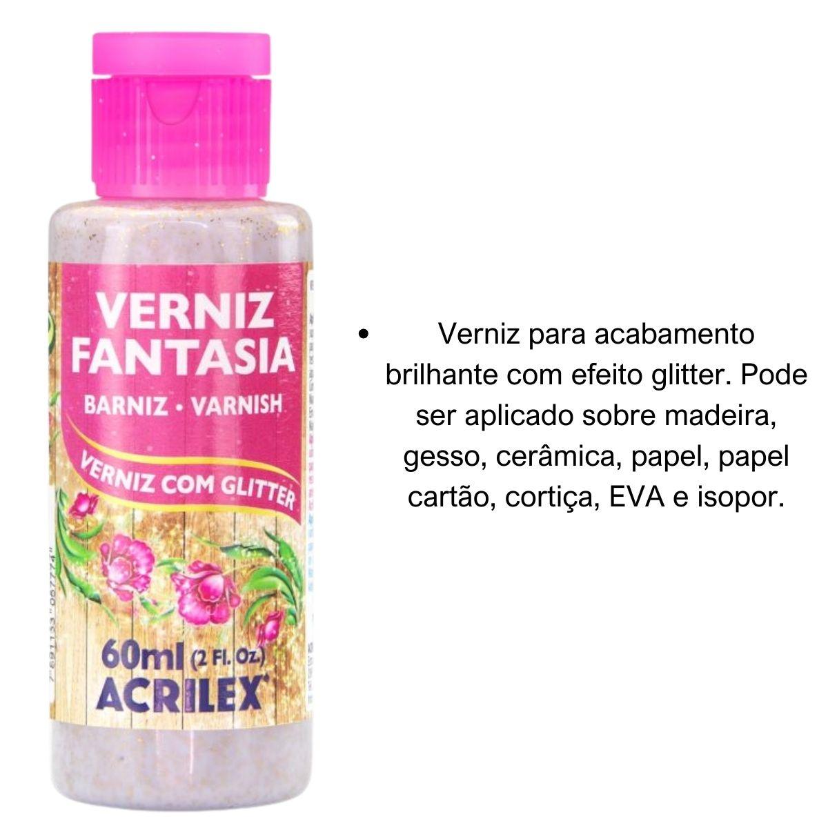 Verniz Fantasia Brilhante com Glitter Acrilex 60ml - 201 Ouro - Palácio da Arte