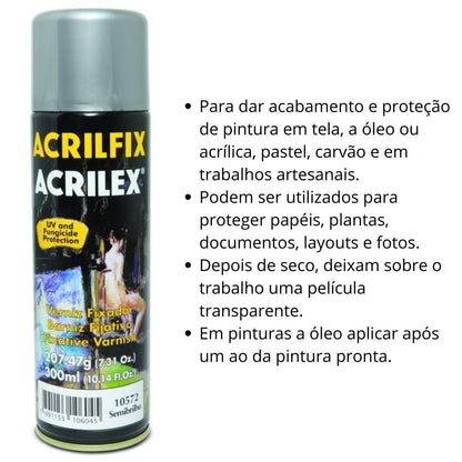 Verniz Semi-Brilho Acrilfix Spray 300ml - Palácio da Arte