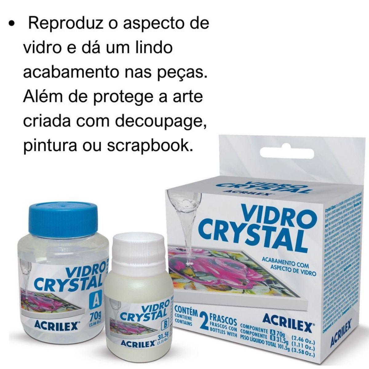 Verniz Vidro Acrilex Crystal Acabamento com Aspecto de Vidro 101.5g - Palácio da Arte