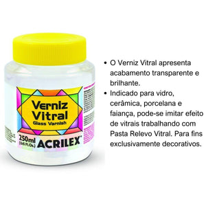 Verniz Vitral Acrilex 250ml - Palácio da Arte