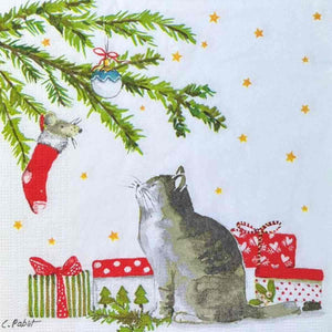 Guardanapo Natal Christmas Cat 3333866 PPD com 2 peças - Palácio da Arte