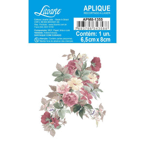 Aplique Litoarte APM8-1355 8cm Flores Vintage - Palácio da Arte