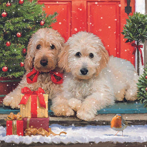 Guardanapo Decoupage Natal Dogs At The Door 33318060 Ambiente com 2 peças - Palácio da Arte