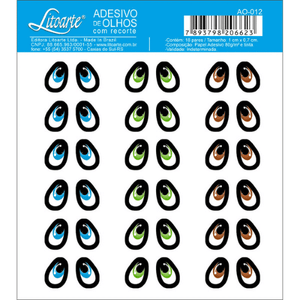 Adesivo de Olhos Litoarte 10x10cm AO-012 Modelo XII 18 Pares - Palácio da Arte
