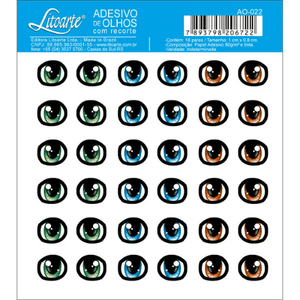 Adesivo de Olhos Litoarte 10x10cm AO-022 Modelo XXII 18 Pares - Palácio da Arte