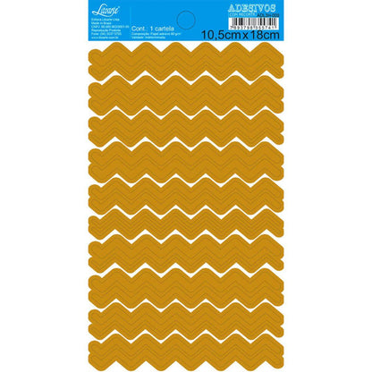 Adesivo de Papel Litoarte 10x18cm ADL3H-009 Zigue-Zague Dourado - Palácio da Arte