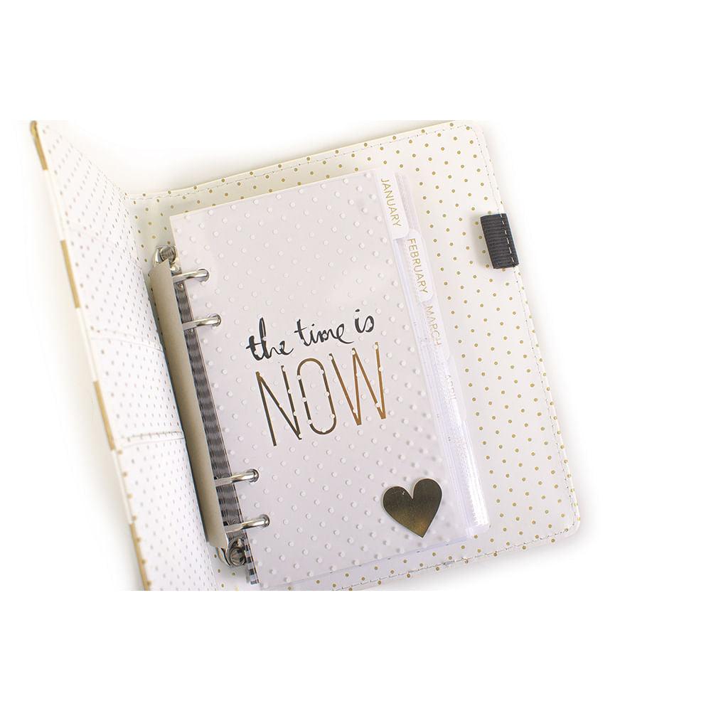 Agenda Organizadora American Crafts WER043 20,5x15cm Capa de Couro Listras Dourado - Palácio da Arte