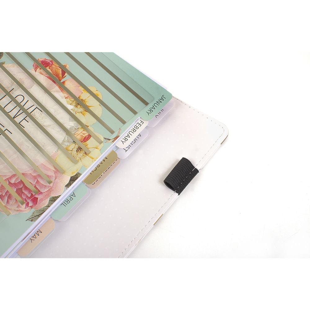 Agenda Organizadora American Crafts WER043 20,5x15cm Capa de Couro Listras Dourado - Palácio da Arte