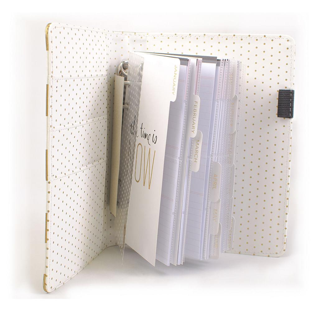 Agenda Organizadora American Crafts WER043 20,5x15cm Capa de Couro Listras Dourado - Palácio da Arte