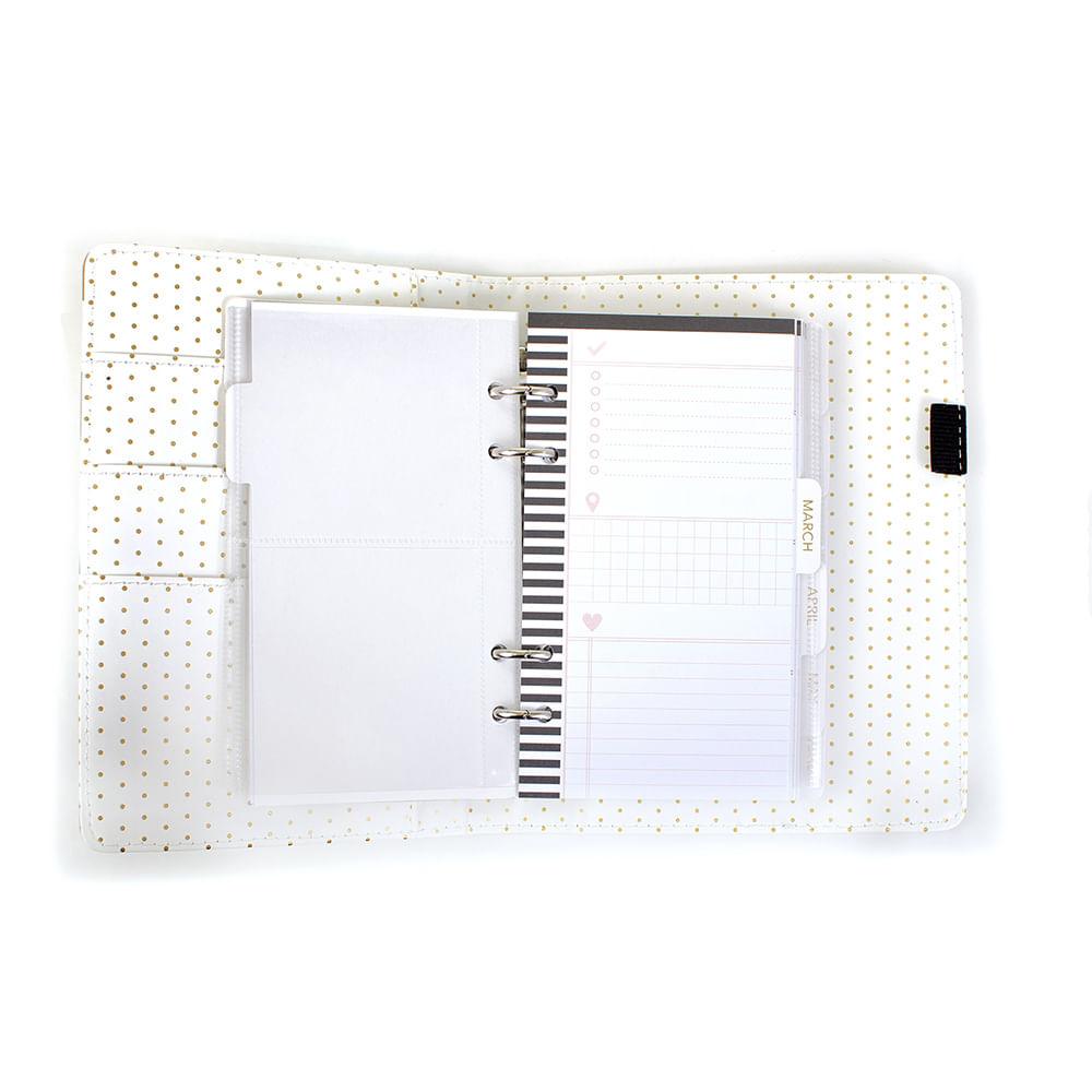 Agenda Organizadora American Crafts WER043 20,5x15cm Capa de Couro Listras Dourado - Palácio da Arte