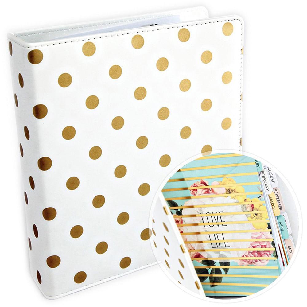 Agenda Organizadora American Crafts WER044 22,5x20,5cm Capa de Couro Poá Dourado - Palácio da Arte