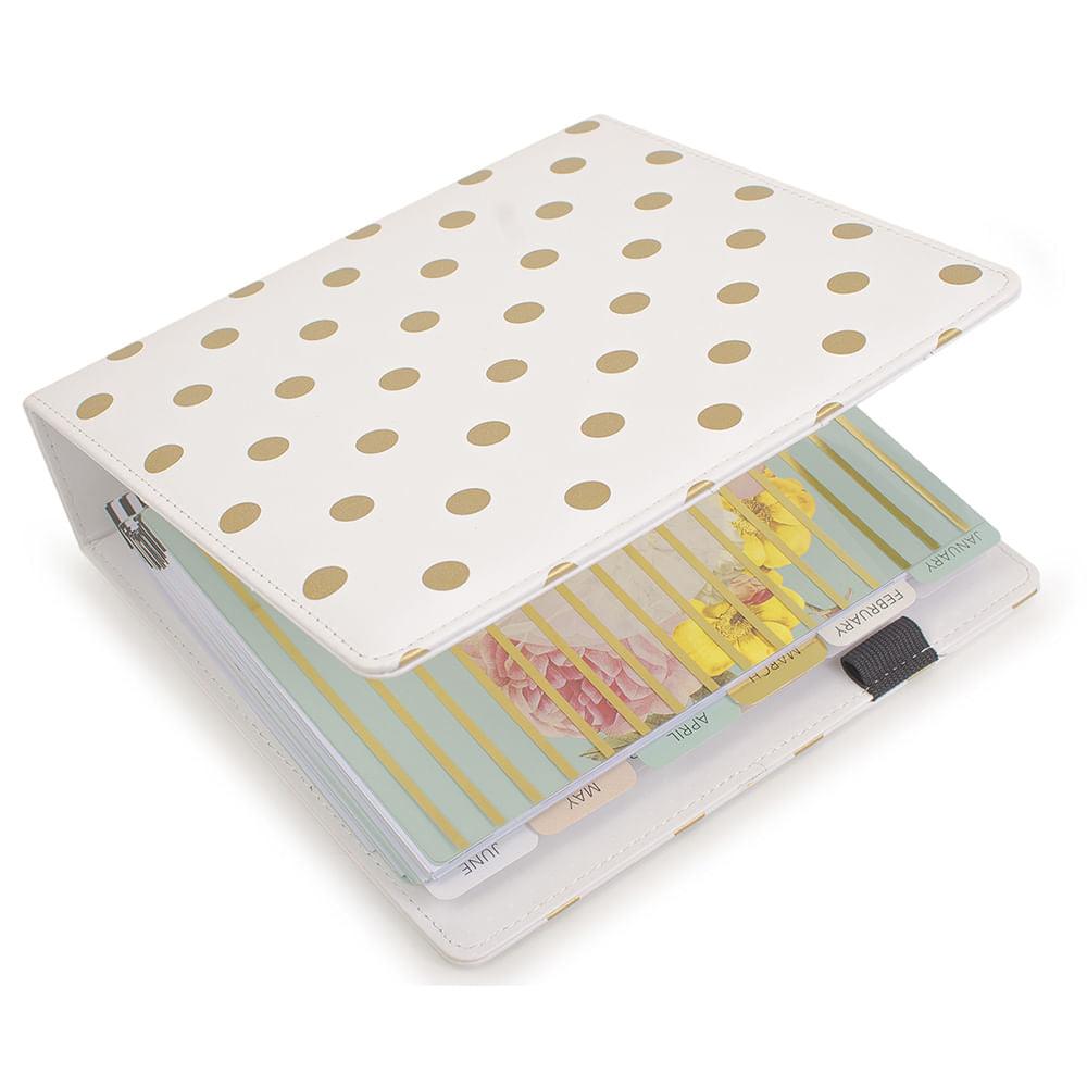 Agenda Organizadora American Crafts WER044 22,5x20,5cm Capa de Couro Poá Dourado - Palácio da Arte