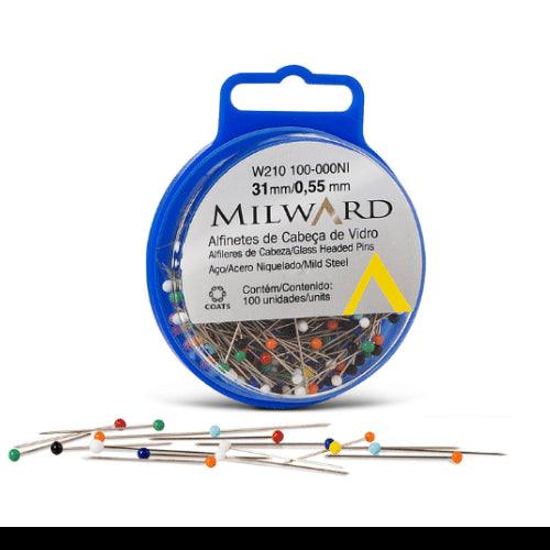 Alfinete Cabeça de Vidro Milward W2 10100-000NI com 100 Unidades - Palácio da Arte