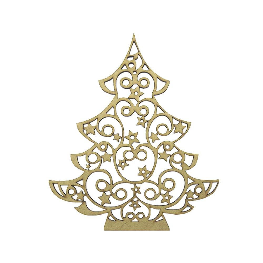 Aplique Árvore de Natal com Estrelas 16,8x14cm em MDF - Palácio da Arte