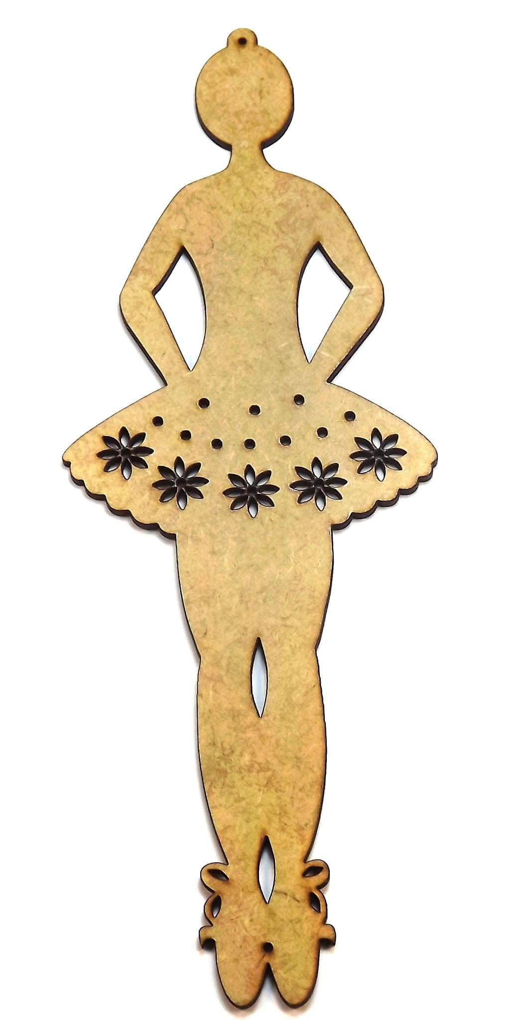 Aplique Bailarina Flores Ponta do Pé 20x7,2cm em MDF - Palácio da Arte