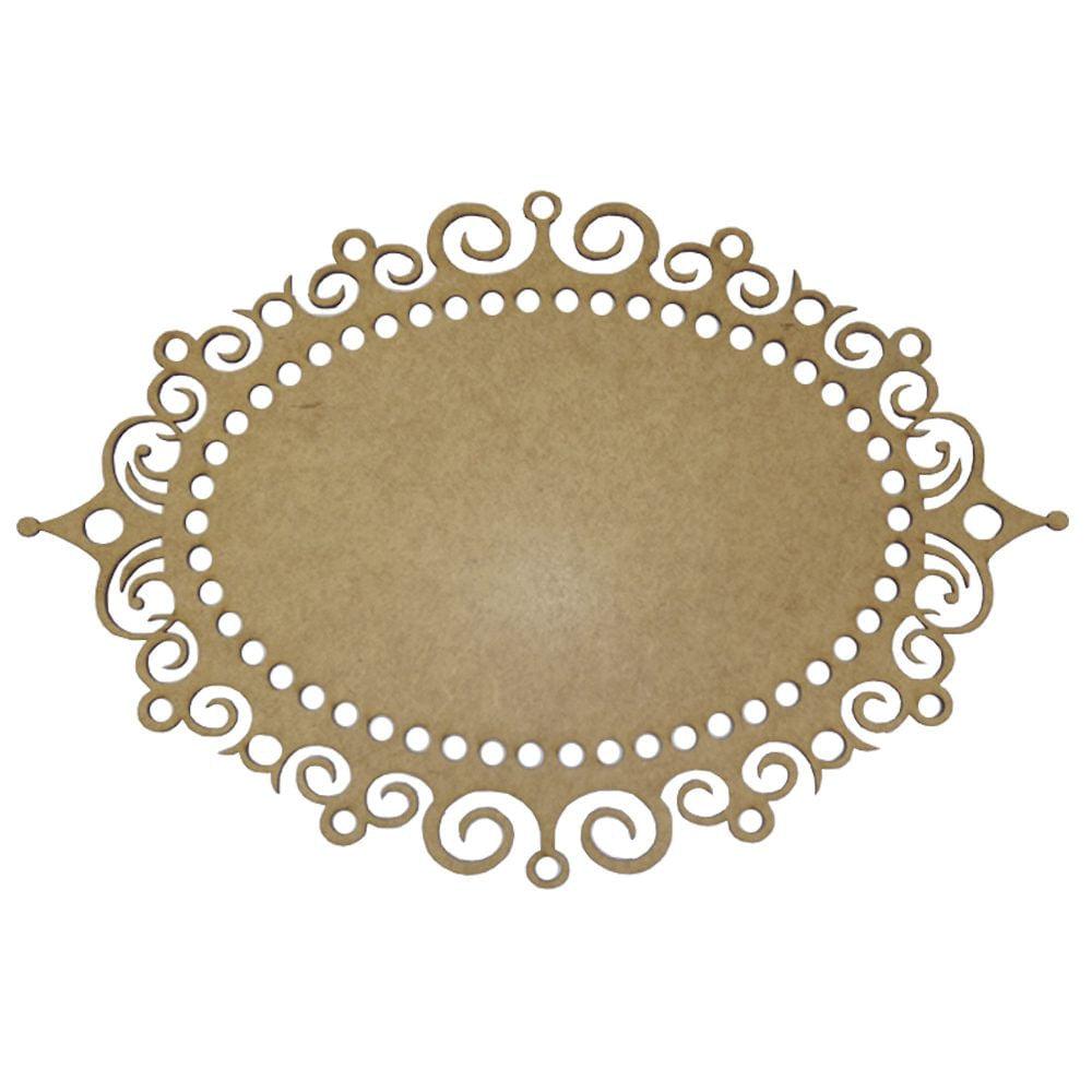 Aplique Base para Crochê Oval Arabesco 23x34,8cm em MDF - Palácio da Arte