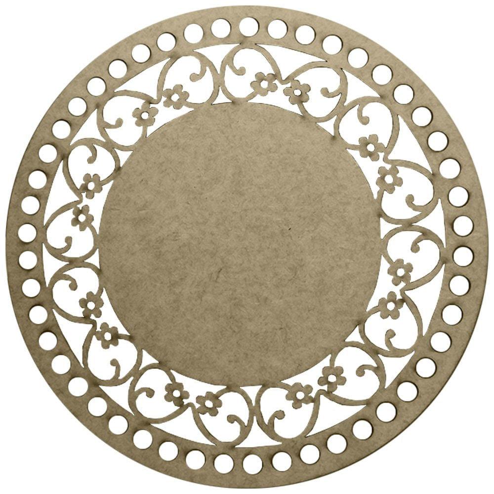 Aplique Base para Crochê Redondo Margarida 20x20cm em MDF - Palácio da Arte