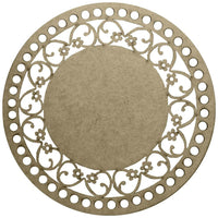 Aplique Base para Crochê Redondo Margarida 20x20cm em MDF - Palácio da Arte