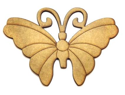 Aplique Borboleta Listrada 22x12cm em MDF - Palácio da Arte