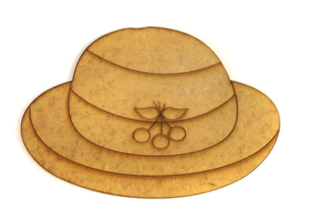 Aplique Chapeu Feminino Frutas 7x5cm em MDF - Palácio da Arte