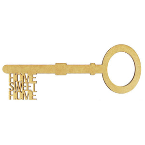 Aplique Chave Home Sweet Home 10x4cm em MDF - Palácio da Arte