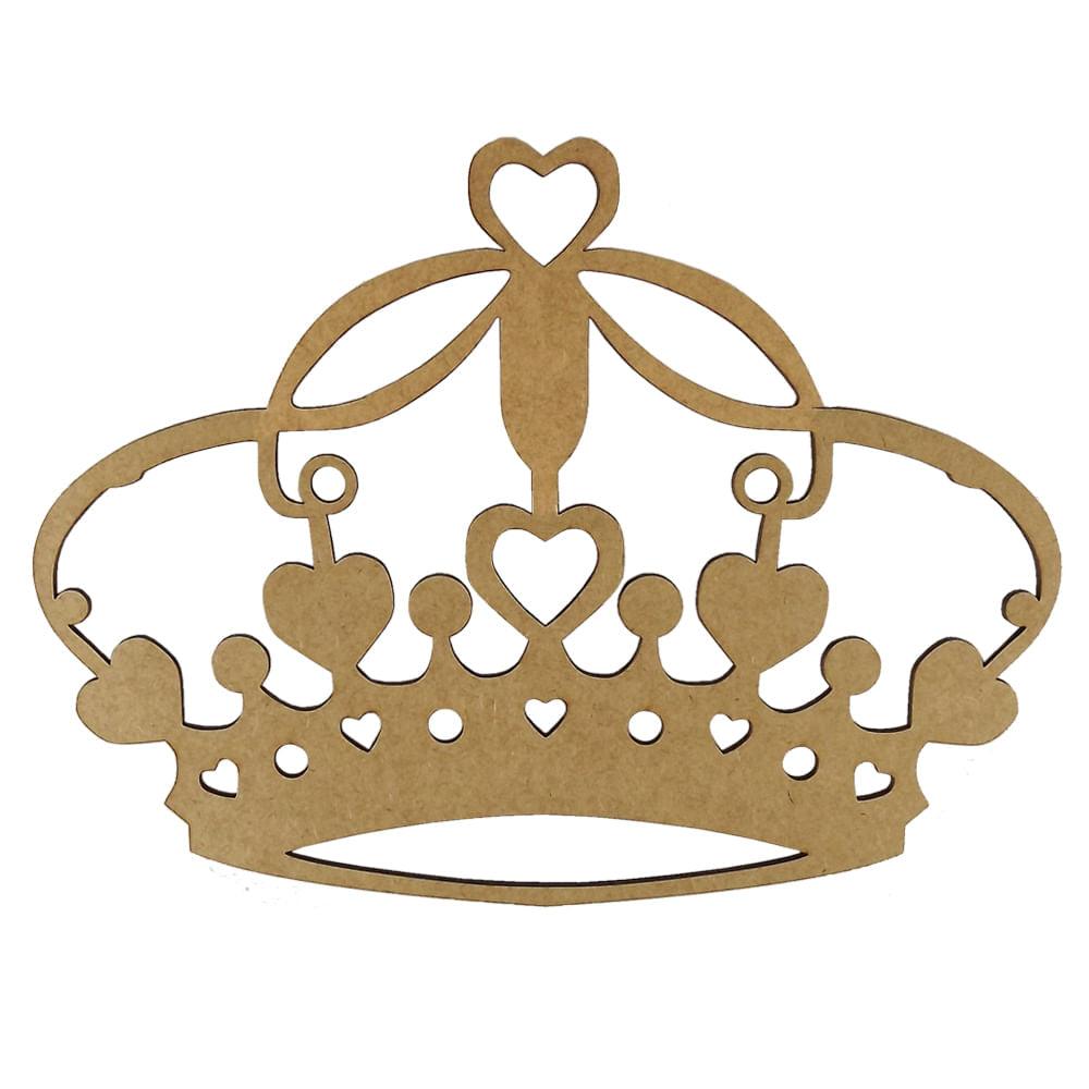 Aplique Coroa com Corações 20x15cm em MDF - Palácio da Arte