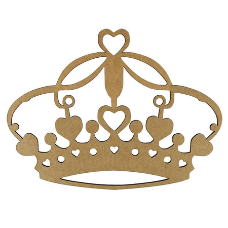 Aplique Coroa com Corações 20x15cm em MDF - Palácio da Arte