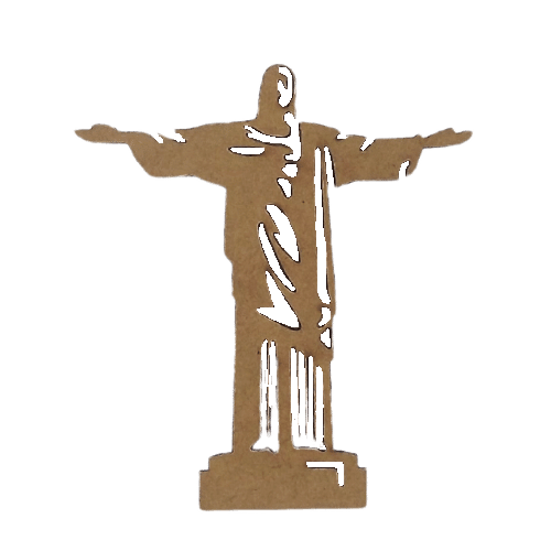 Aplique Cristo Redentor Vazado 10x9cm em MDF - Palácio da Arte