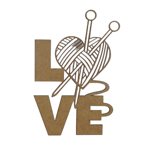 Aplique Crochê Love 18x11cm em MDF - Palácio da Arte