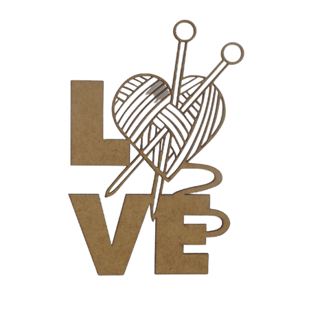 Aplique Crochê Love 18x11cm em MDF - Palácio da Arte