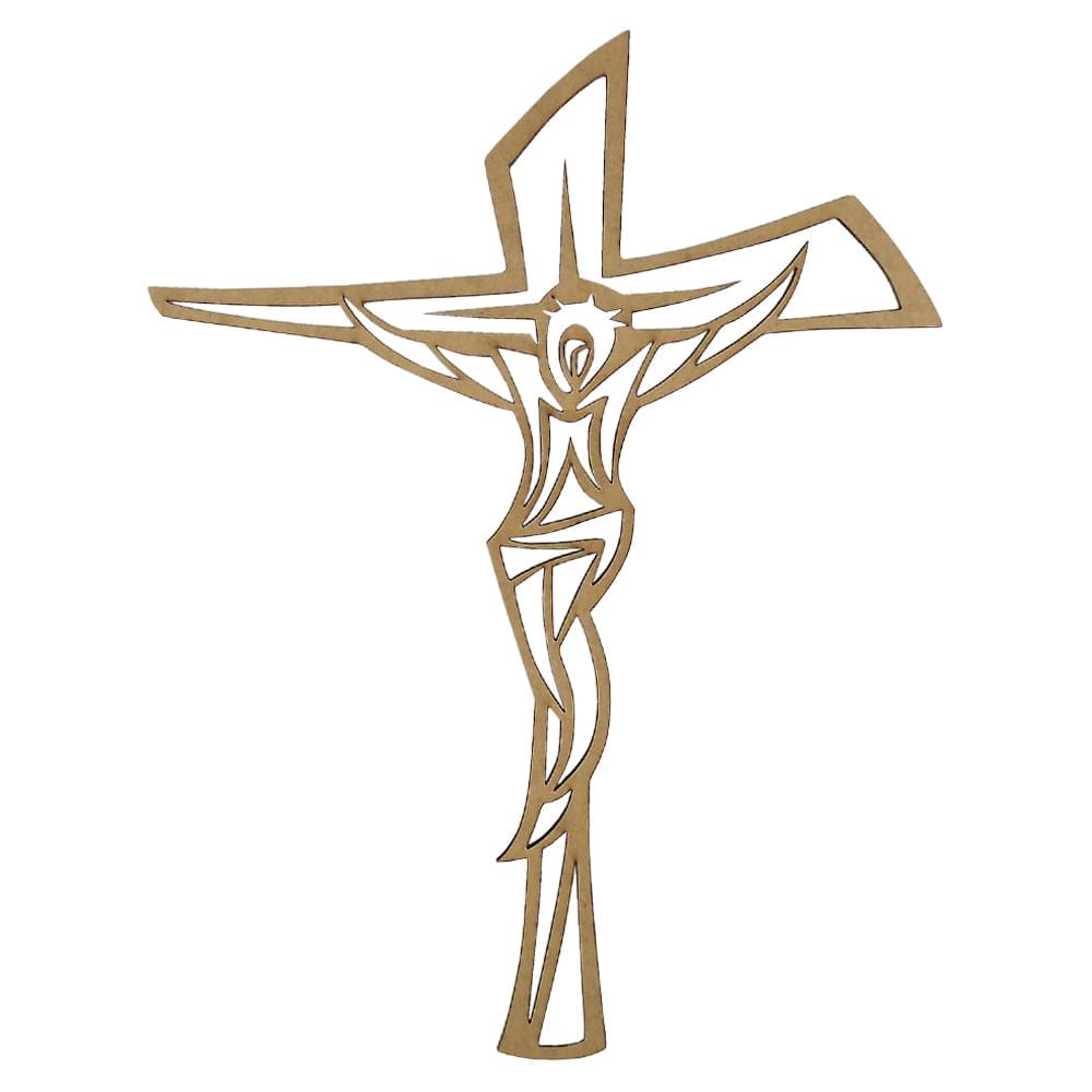 Aplique Crucifixo 15x11,3cm em MDF - Palácio da Arte