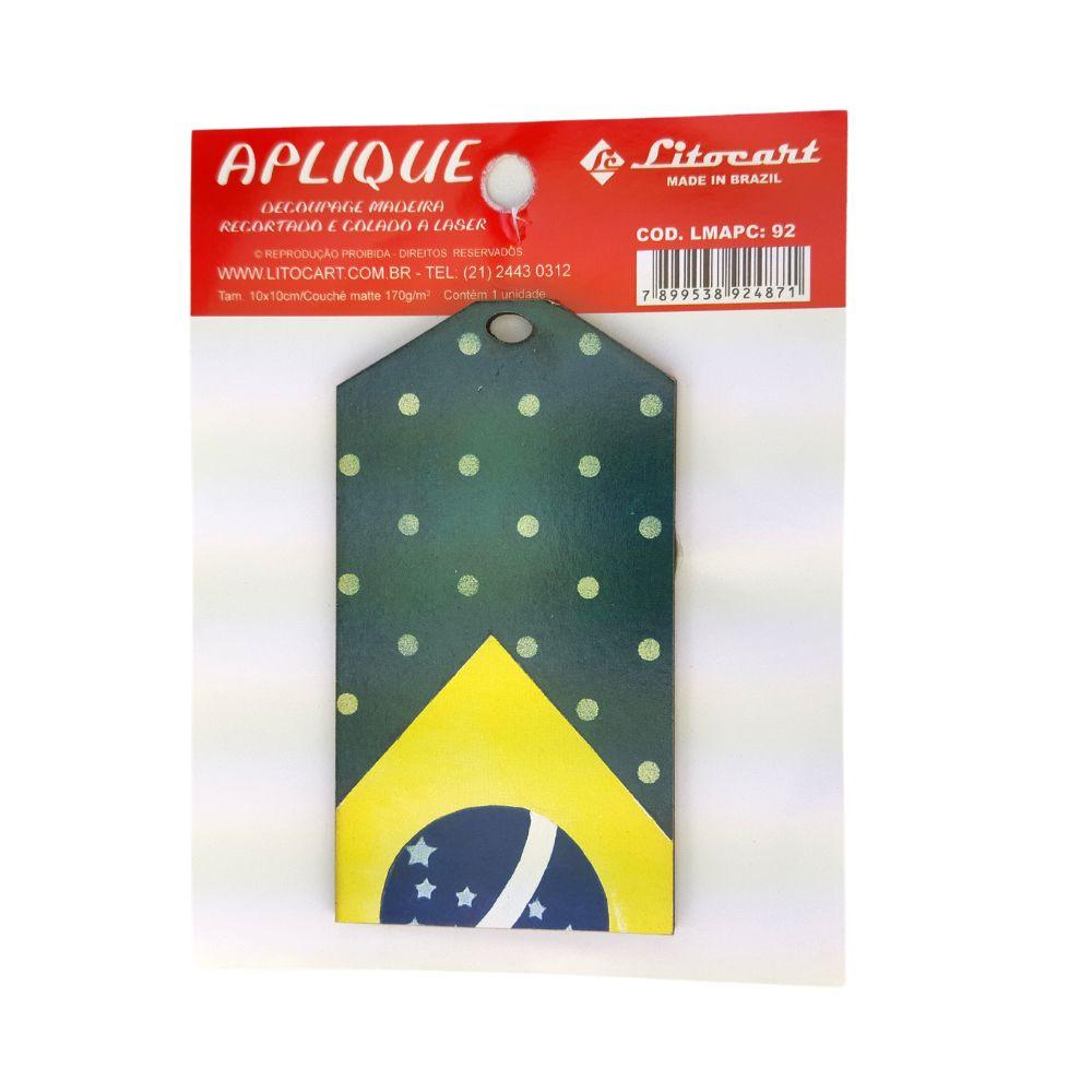 Aplique Decorativo 10cm LMAPC-092 Futebol Brasil em MDF Litocart - Palácio da Arte