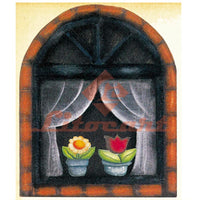 Aplique Decorativo 10cm LMAPC-319 Janela Preta com Flores em MDF Litocart - Palácio da Arte