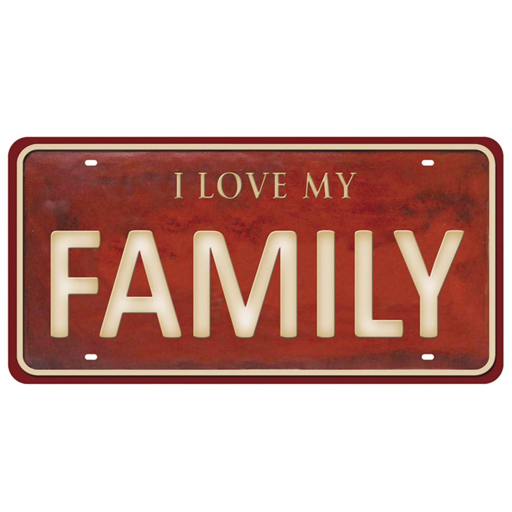 Aplique Decorativo 10cm LMAPC-443 I Love My Family em MDF Litocart - Palácio da Arte