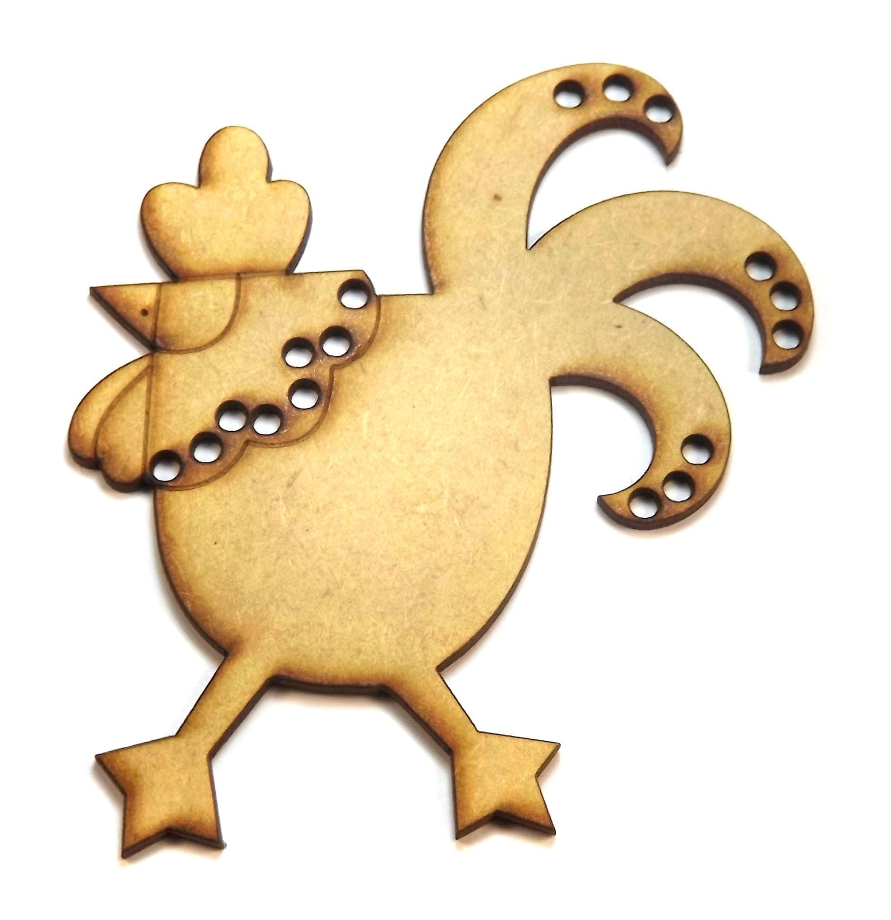 Aplique Galinha com Furos 9x10cm em MDF - Palácio da Arte