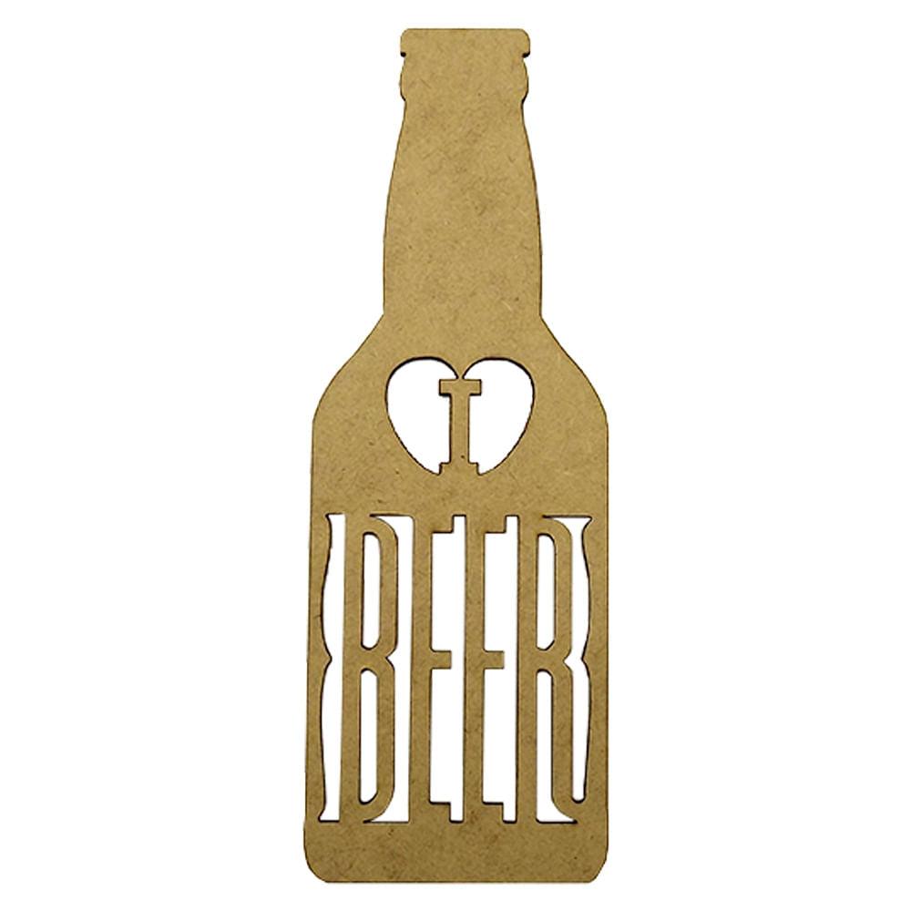 Aplique Garrafa I Love Beer 15x5cm em MDF - Palácio da Arte