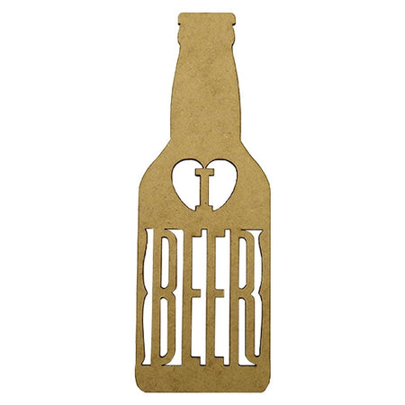 Aplique Garrafa I Love Beer 20x7cm em MDF - Palácio da Arte