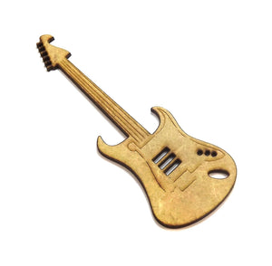 Aplique Guitarra Vazada Médio 13x5cm em MDF - Palácio da Arte