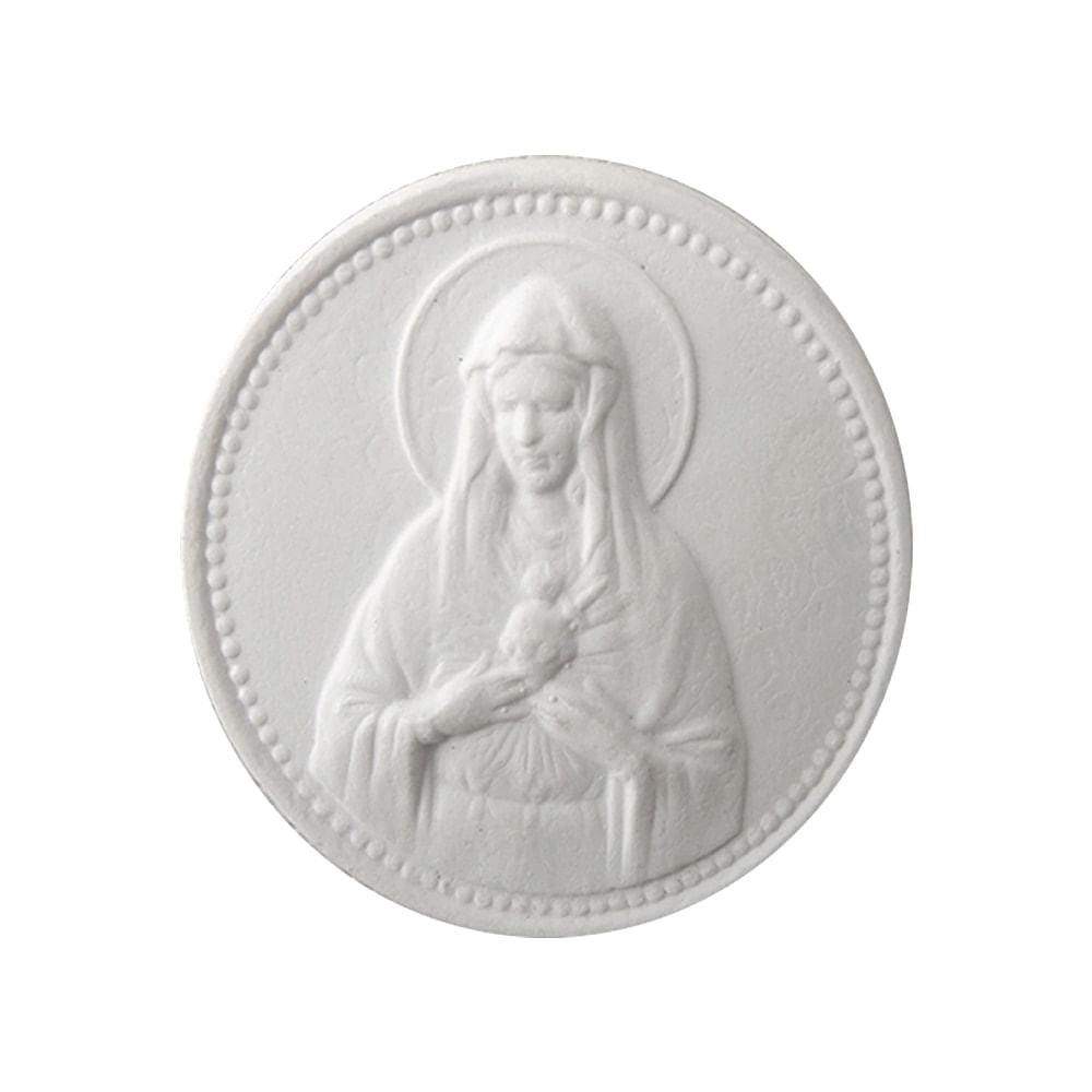 Aplique Imaculado Coração de Maria 4,8x4,8cm Resina - Palácio da Arte