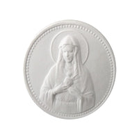 Aplique Imaculado Coração de Maria 4,8x4,8cm Resina - Palácio da Arte