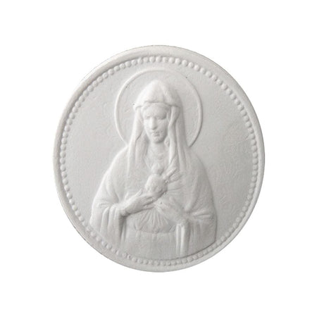 Aplique Imaculado Coração de Maria 4,8x4,8cm Resina - Palácio da Arte