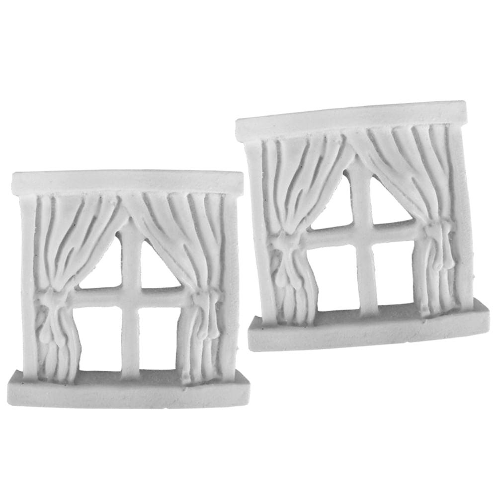 Aplique Janelinha 4,3x4,3cm com 2 unidades Resina - Palácio da Arte