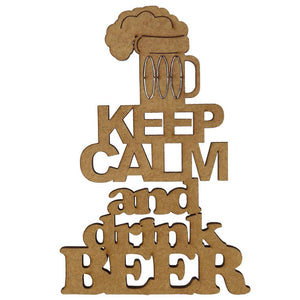 Aplique Keep Calm And Drink Beer 15x10cm em MDF - Palácio da Arte