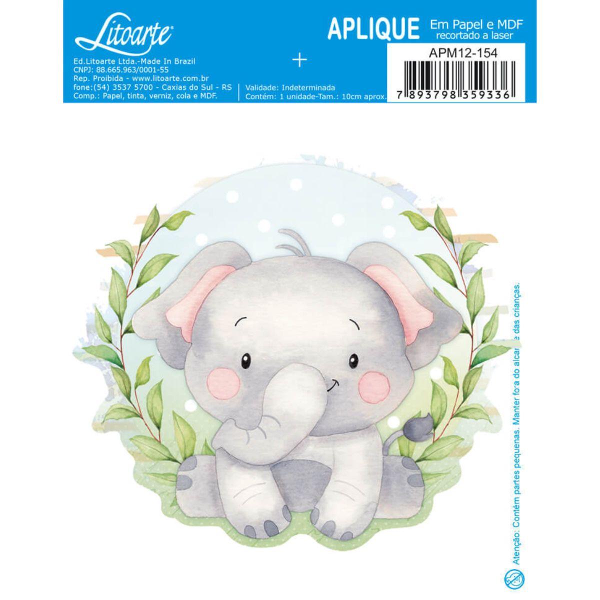 Aplique Litoarte APM12-154 12cm Meu Safari Elefante - Palácio da Arte