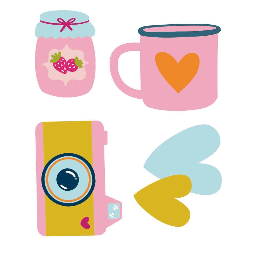 Aplique Litoarte APM3-296 3cm Dias Melhores Caneca Coração 4 peças - Palácio da Arte
