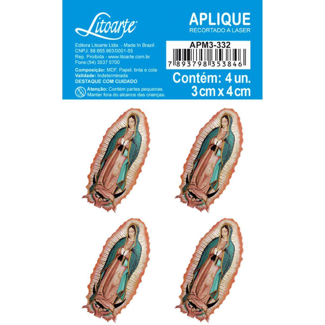 Aplique Litoarte APM3-332 3cm Nossa Senhora de Guardalupe 4 peças - Palácio da Arte