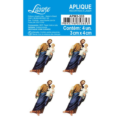 Aplique Litoarte APM3-333 3cm São José 4 peças - Palácio da Arte
